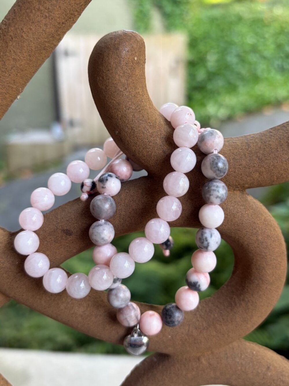 Pink Stone Bracelets 8mm pink opal and cherry blossom jasper beads 40 g